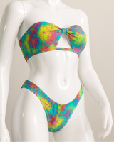 Tie-dye bikini set on a mannequin against a plain background